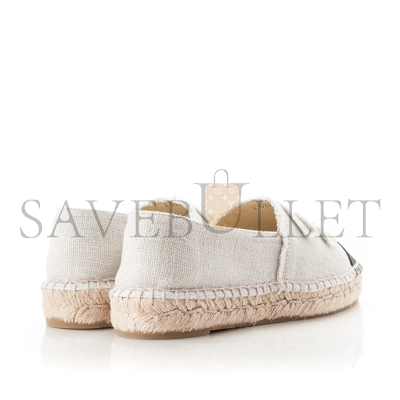 CHANEL LINEN CC ESPADRILLES BEIGE BLACK G29762